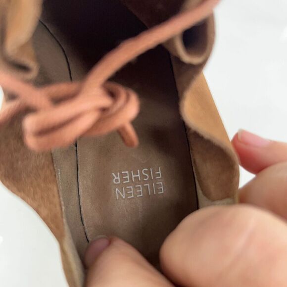 Eileen Fisher Women's Charlie Boot Size 7.5 Block Heel Lace Up Brown Leather - Picture 11 of 12